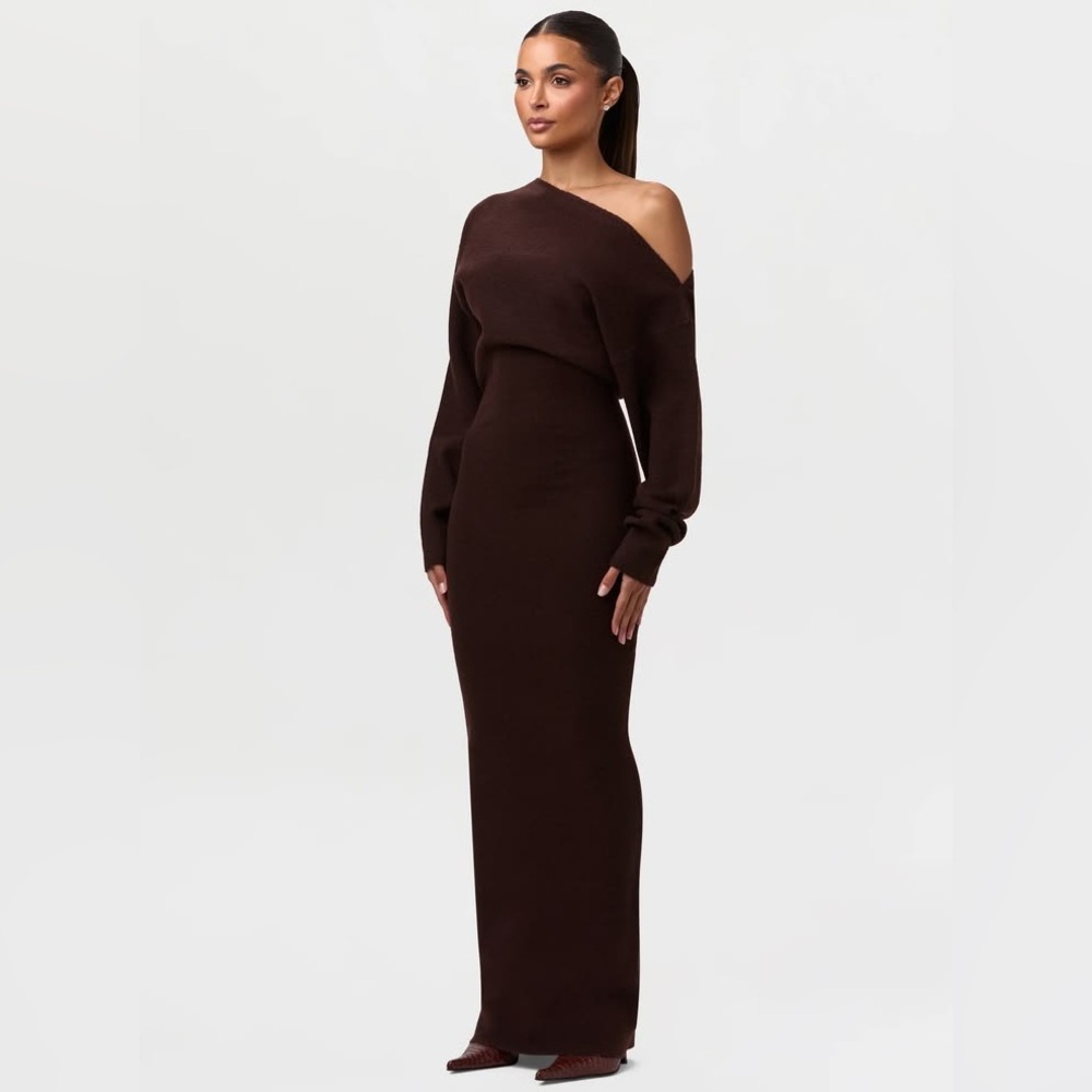 Naked Wardrobe Knit Off-Shoulder Sweater Maxi Dress - Picture 9 of 13